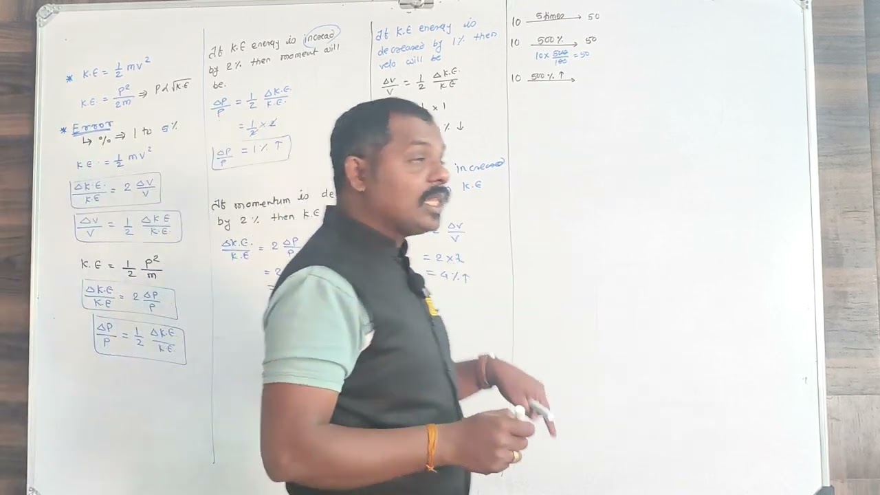 Kinetic Energy & Momentum Relationship | Percentage Change Problems | JEE NEET MHT CET