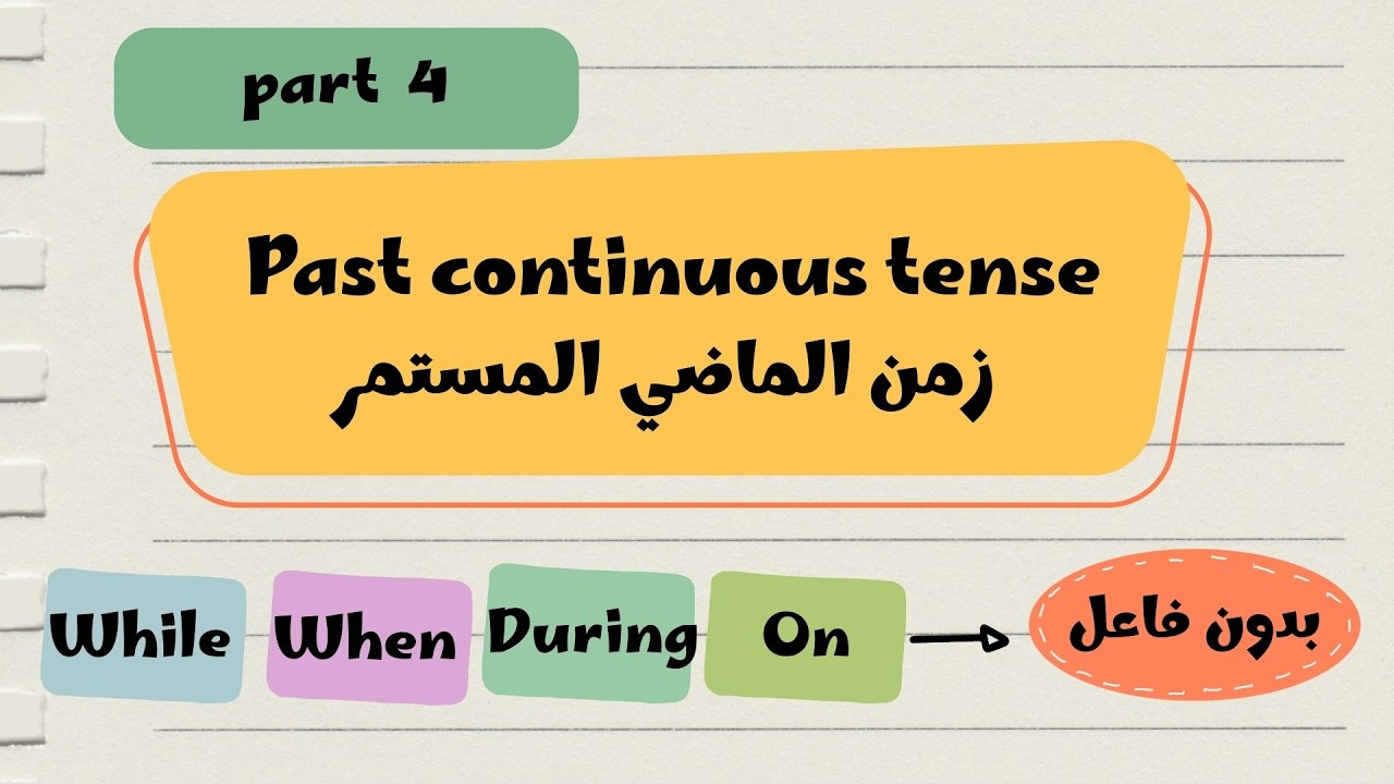 📕 شرح الماضي المستمر (الجزء الرابع) | when/ while/ during/ on بدون فاعل