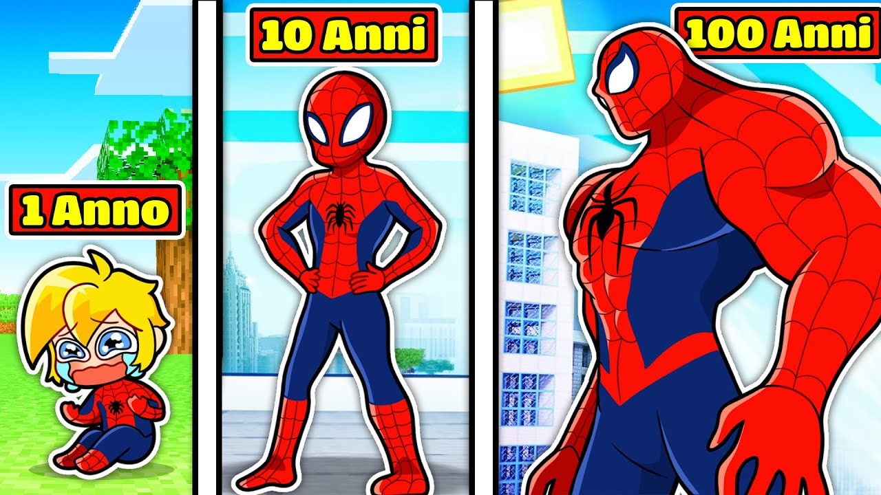 100 ANNI DI VITA Da SPIDER MAN Su Minecraft!