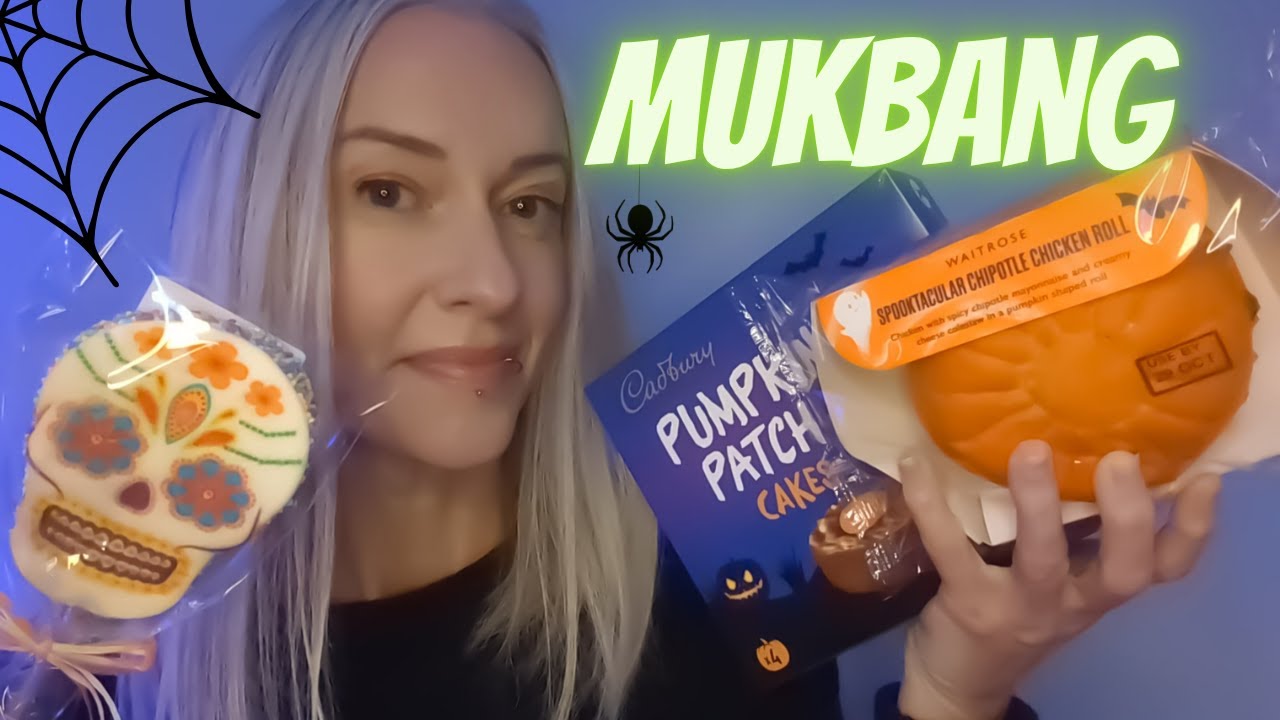 Mukbang ASMR | Spooky Halloween Snacks  (insane stomach growls and rambles)