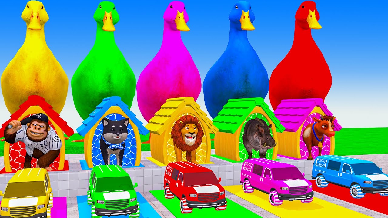 Long Slide Game with Cow Elephant Lion Cat Goat 3d Animal Game Funny 3d Animals
