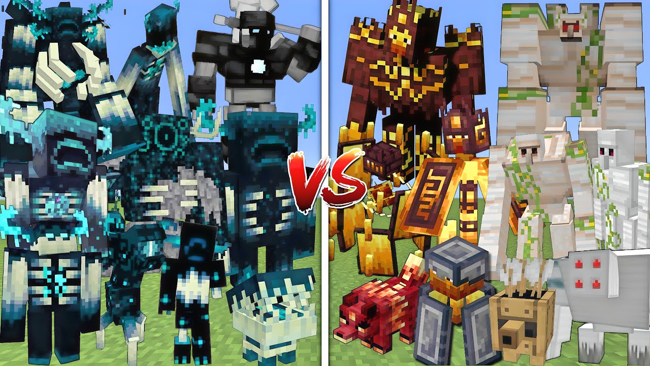 ALL MUTANT WARDEN VS ALL MUTANT BLAZE & IRON GOLEM MOBS BATTLE IN MINECRAFT