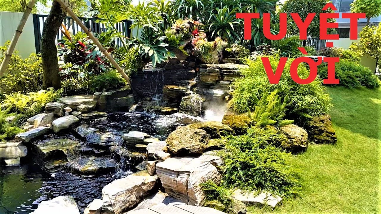 ✅KOI.135-Nâng tầm Tác phẩm Sân vườn Hồ cá Koi 2 tầng rất đẹp trong biệt thự nhà chị Phương, Gamuda