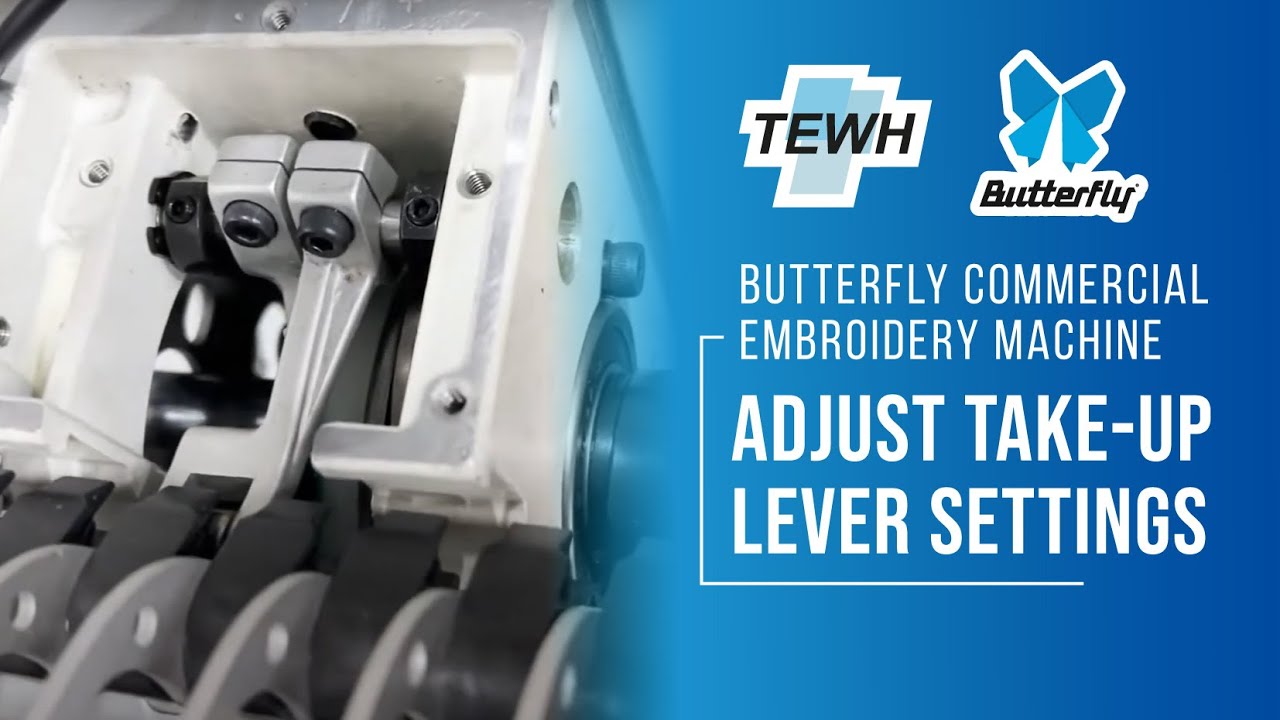 Adjust take-up lever settings on the Butterfly Commercial Embroidery Machine
