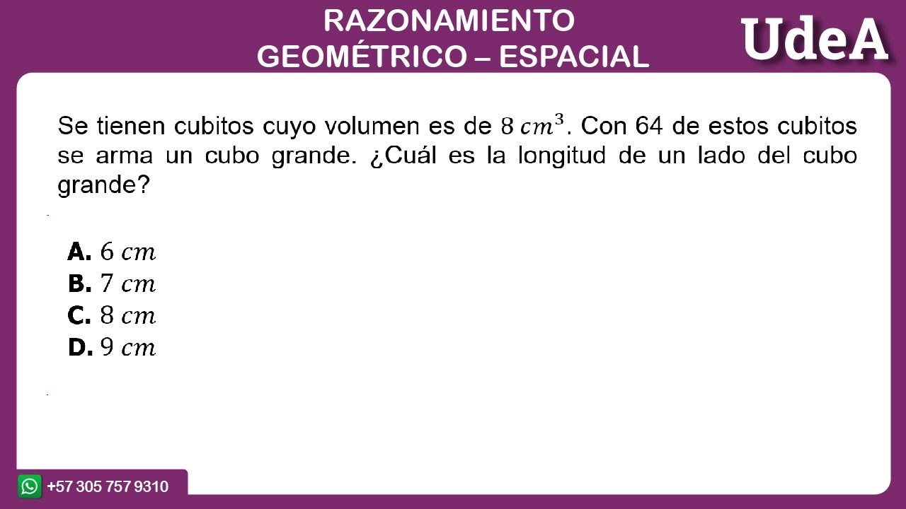 📚 Pregunta Examen UDEA 2024 | Razonamiento geométrico – espacial