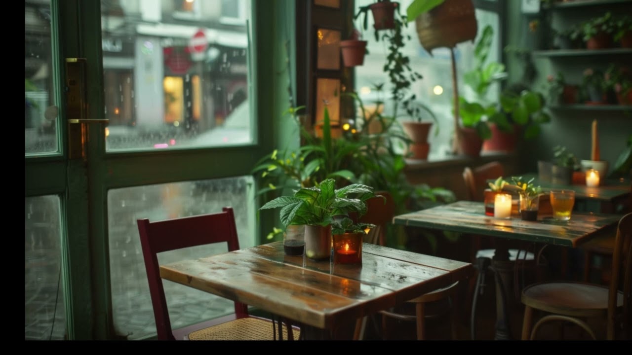 1 Hour Cozy Rainy Café Ambience ☕🌧 | Rain Sounds & Warm Vibes for Studying, Reading or Relaxing