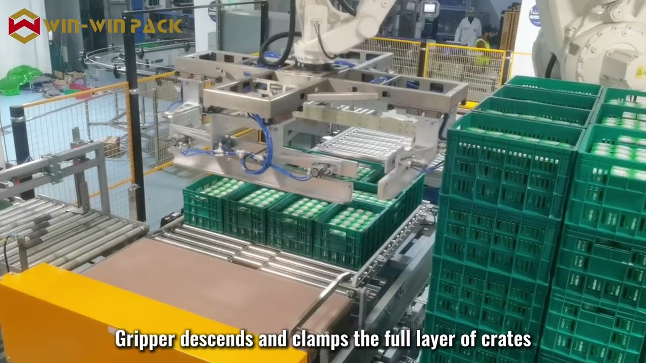 WIN-WIN PACK Robotic Full-Layer Crate Palletizing System | Automated Stacking of Plastic Crates