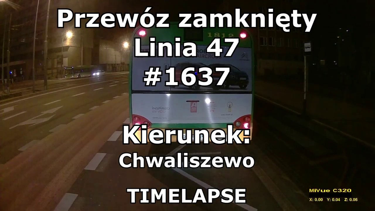 Przewóz zamknięty MPK Poznań #1637 R. Kaponiera - Chwaliszewo[TIMELAPSE]