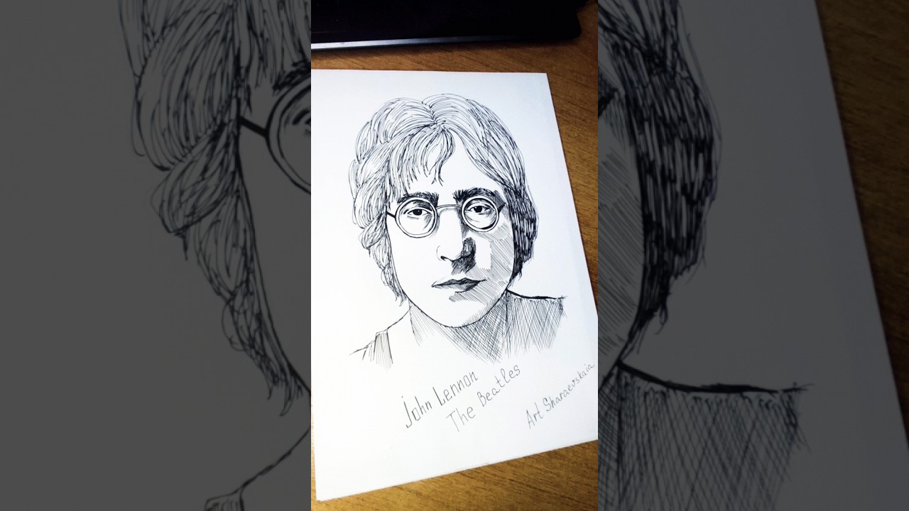The Beatles🔥🔥🔥John Lennon&hearts;️ Быстрый скетч за 10 минут 🖊️✏️#drawing #sketch #art #portrait