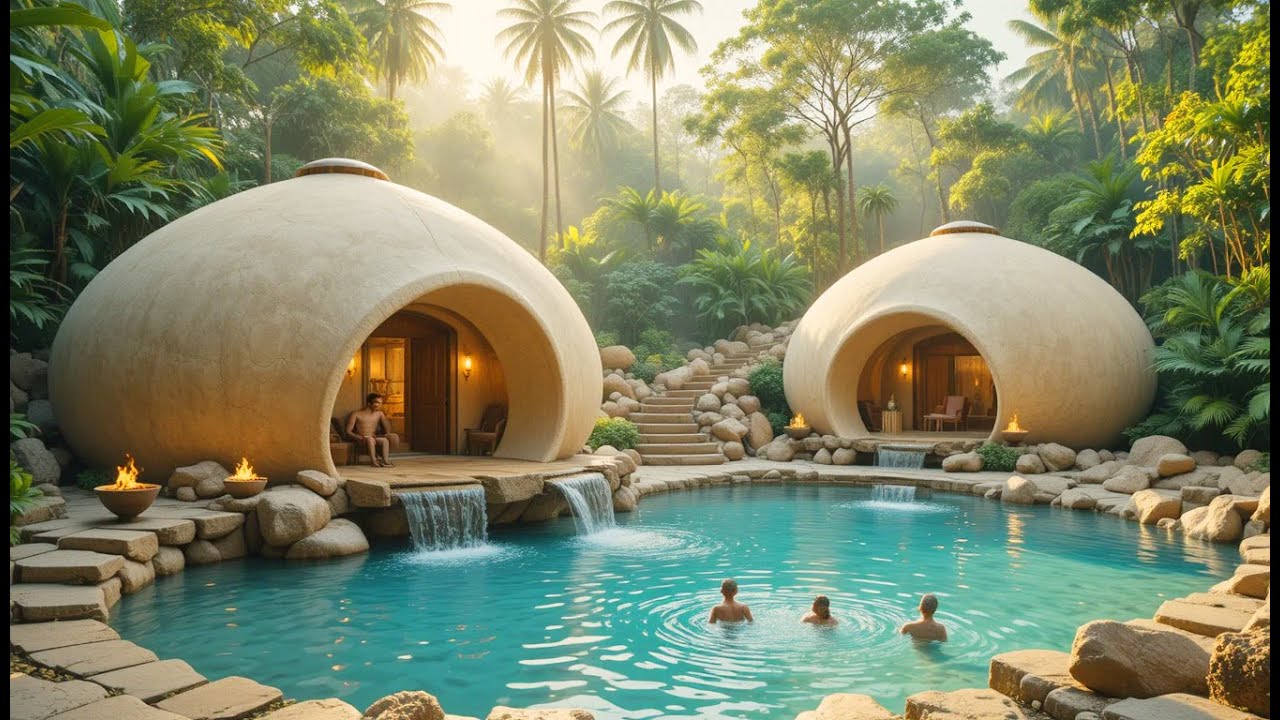 100 Days Building An Underground Hut With Grass Roof & Swimming Pool