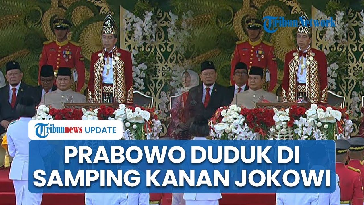 Prabowo Hadiri Upacara Penurunan Bendera di IKN, Pakai Jas Abu Duduk di Samping Kanan Jokowi