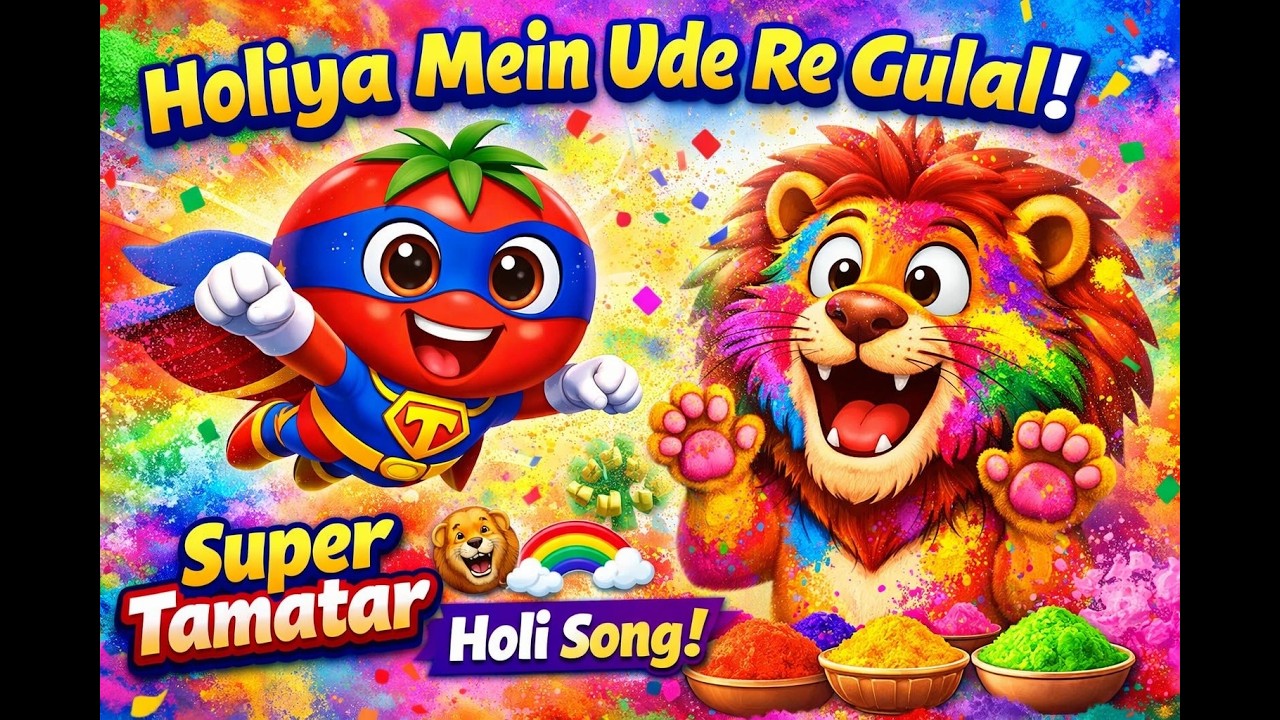 Holiya Mein Ude Re Gulal 🍅🌈 | Super Tamatar Holi Song 2026 | Kids Cartoon Holi Hai! Tamatar Kare 🍅🎉
