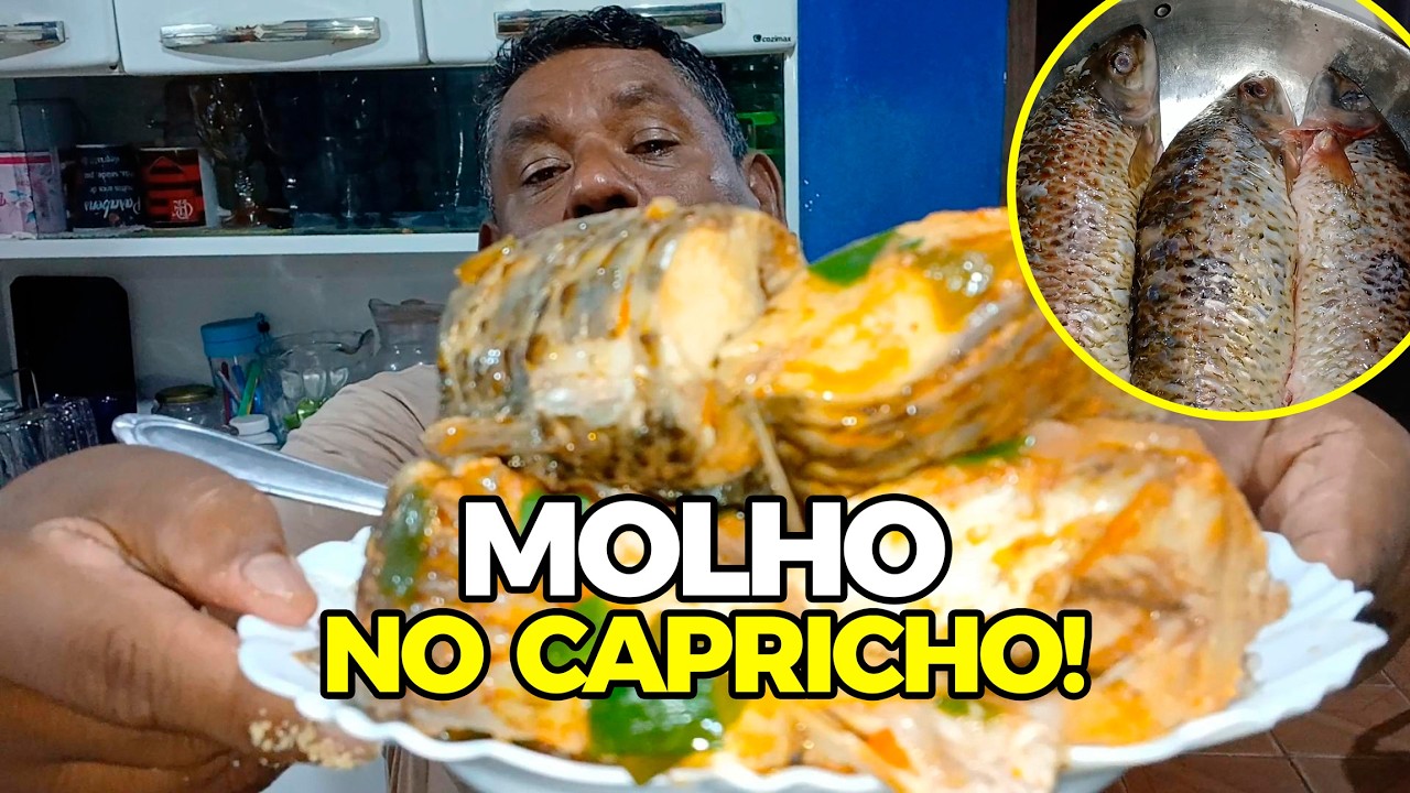 PEIXE PIAU DE MOLHO - PREPARANDO ATÉ O FIM E DEPOIS O HOMEM GULOSO COMEU!