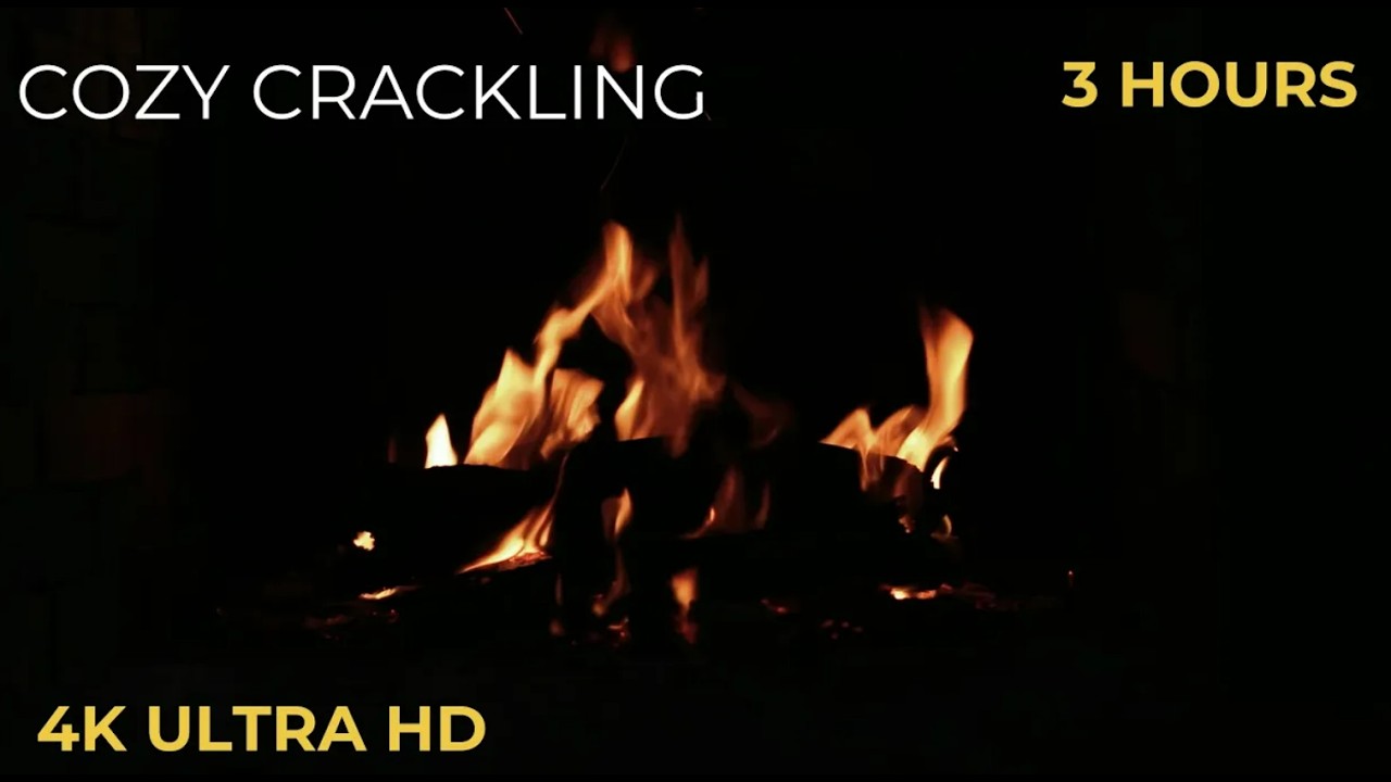 Dark Screen Fireplace Ambience 🌙 Deep Glowing Embers & Crackling Sounds for Winter Sleep (4K) 🔥