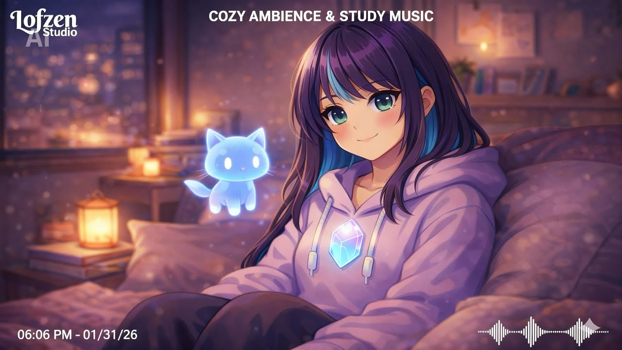 Soft Cozy Night Lo-Fi ✨ Gentle Music for Study, Relax & Sleep | Lofzen Studi
