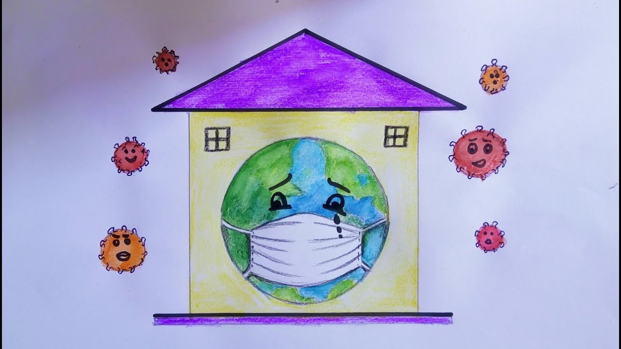 Earth Day drawing | Save Earth From Corona Virus Awareness Safety Poster | Corona Drawing