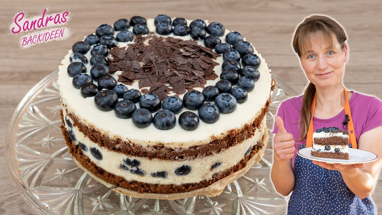 Blaubeer Schoko Torte mit Mascarpone und lockerem Biskuit | Rezept | Kühlschranktorte | Sommertorte