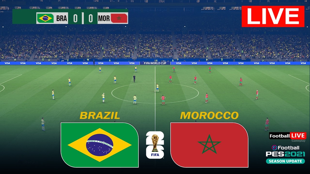 BRAZIL vs MOROCCO - FIFA World Cup 2026 group stage | Match Today | Simulation PES