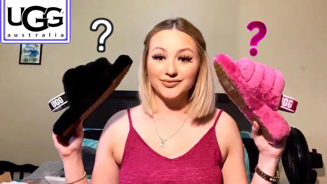UGG Fluff Yeah Slides Unboxing | Women's Vs Big Kids Size *review* | Life as Marisol