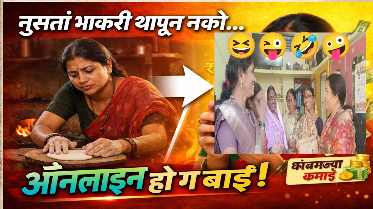 नुसतं भाकरी थापून नको… 😮👉 ऑनलाइन हो ग बाई! 💻🔥