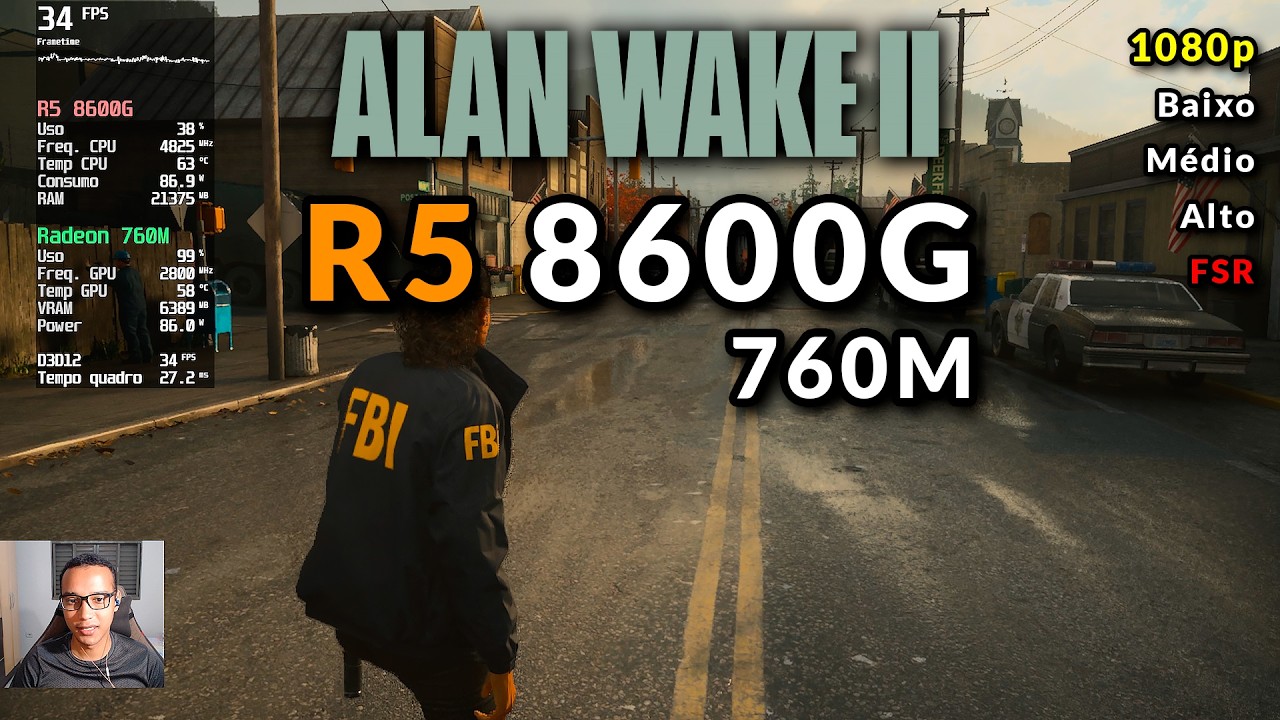 Alan Wake 2 no Ryzen 5 8600G em 1080p, Gráfico Integrado Sofreu, mas RODOU