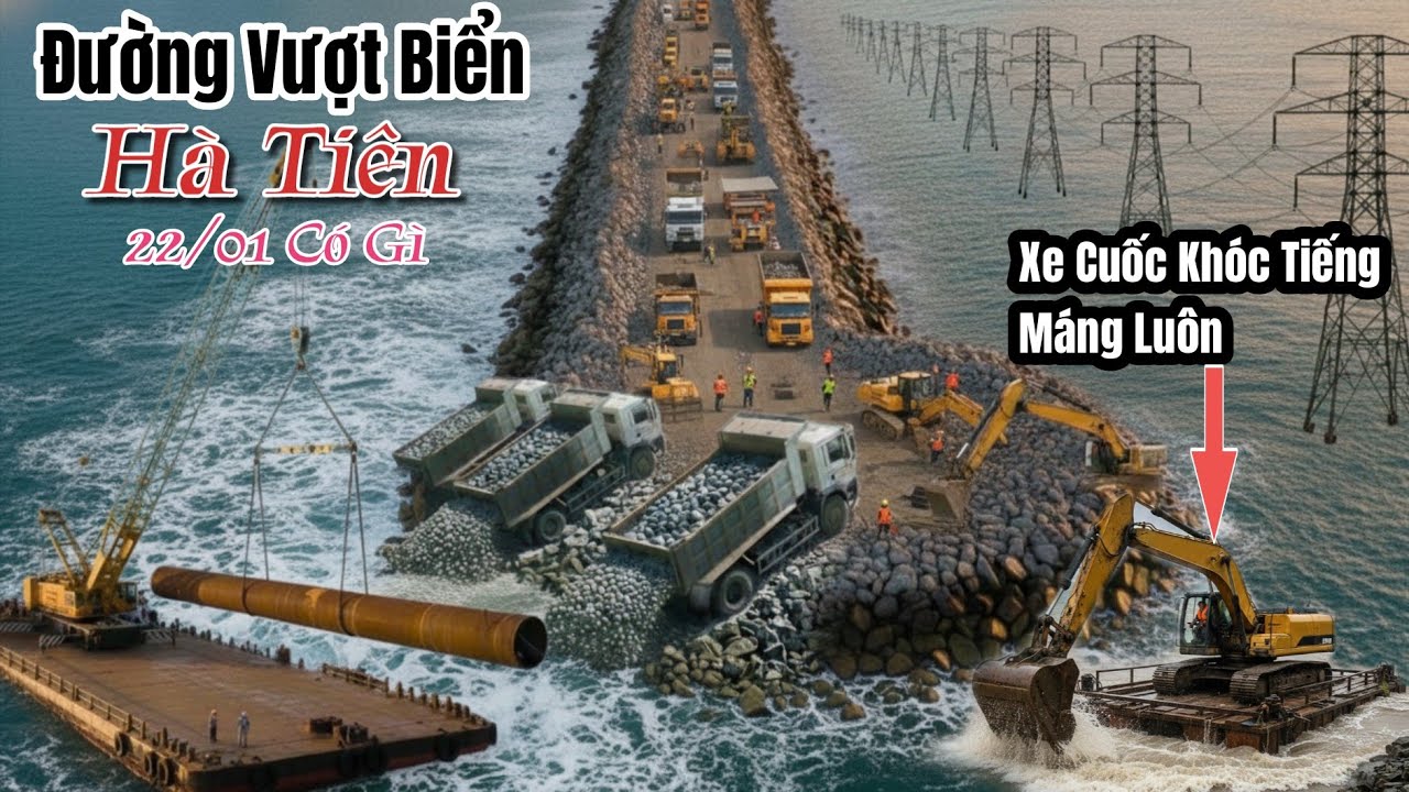 Tại Đường Vượt Biển -Phà Xe Cuốc Bị Dòng Nước Mạnh Đẩy Ra Xa Bờ Tới Trụ Điện Số 3