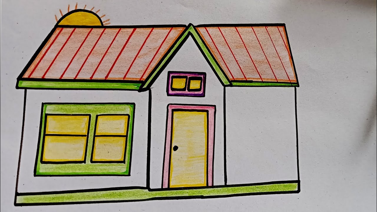 How to Draw a House Step by Step 🏡🚗House Drawing Design | House Coloring Pages for Kids