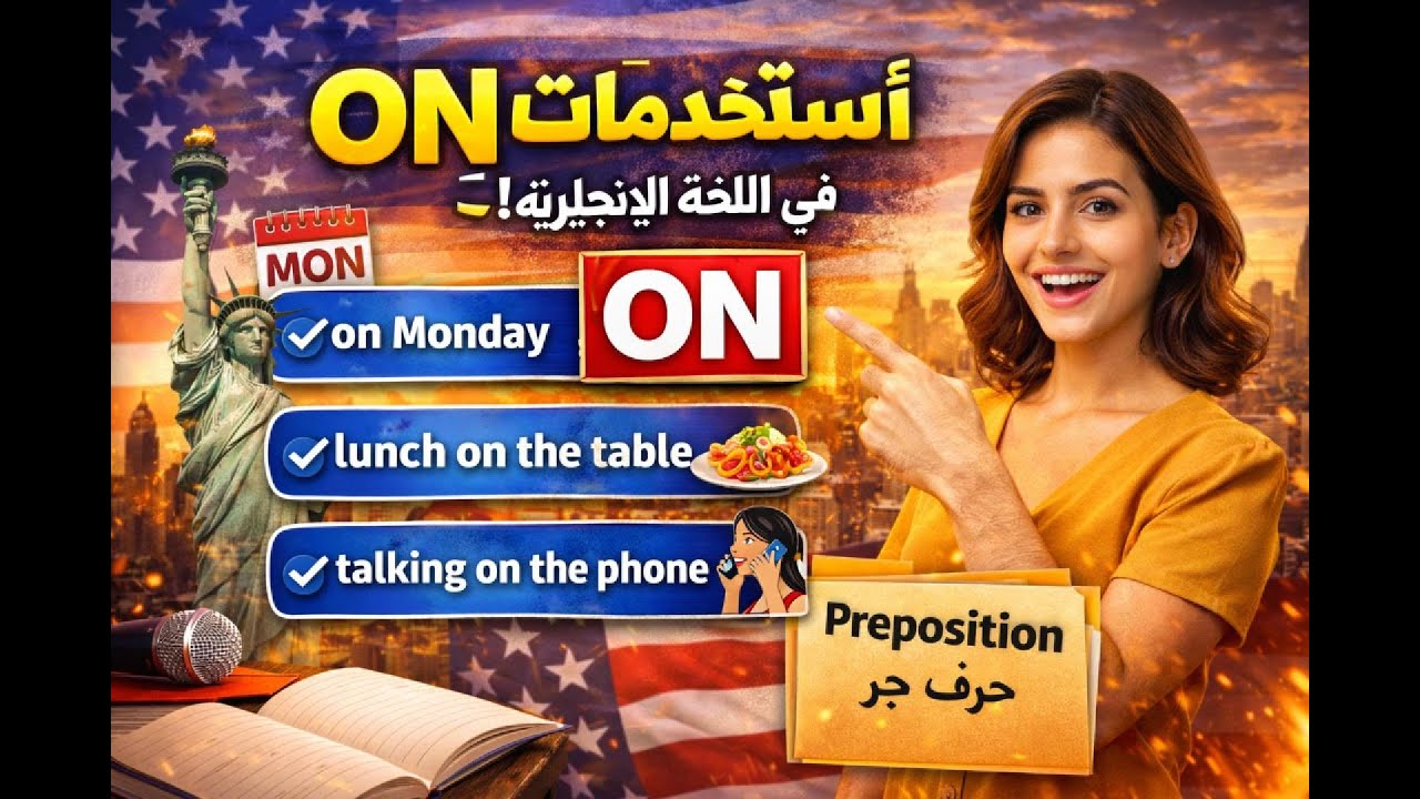 خطوتك الأولى لتعلّم الإنجليزحرف الجر ON في الإنجليزية | استخداماته بسهولة مع أمثلة يوميةة