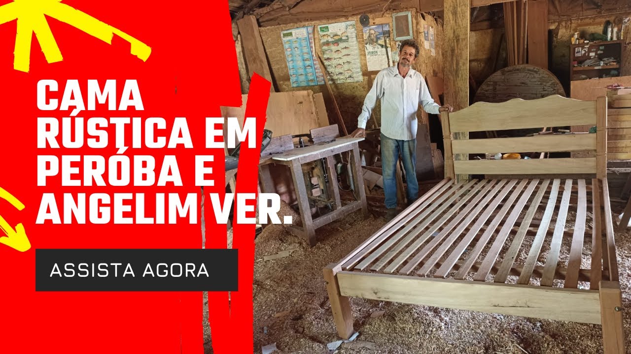 Cama Rústica feita em Peróba Rosa e Angelim Vermelho