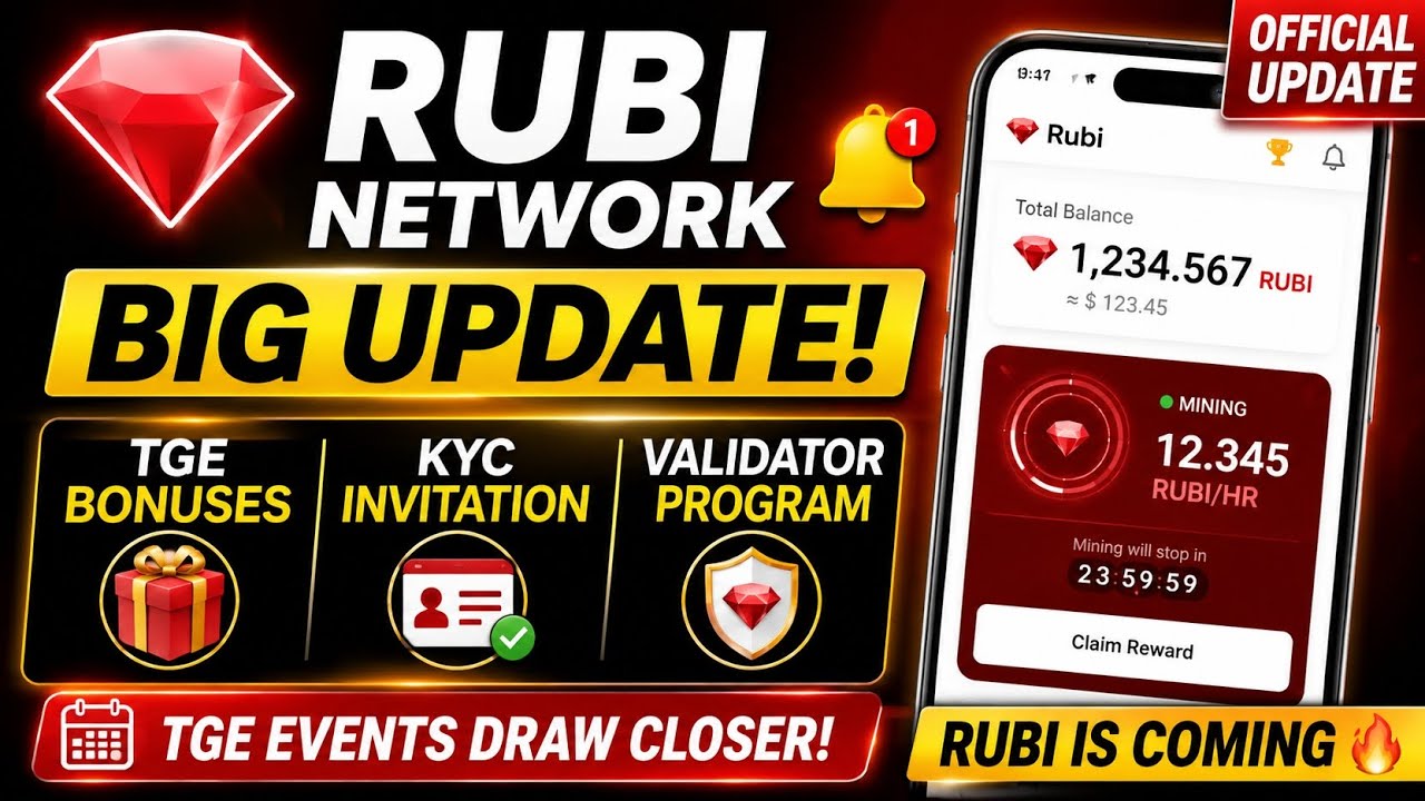 Rubi Network BIG Update! TGE Bonuses, KYC Invitation & Validator Program Explained | Rubi News 2026.