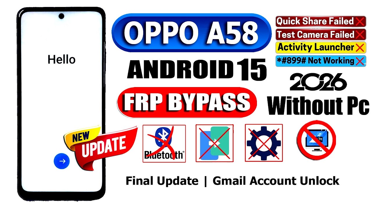 Oppo A58 Frp Unlock Android 15 🔓 Camera Test Not Work ❌ #899# Code Not Work  &rarr; No Pc Working Method