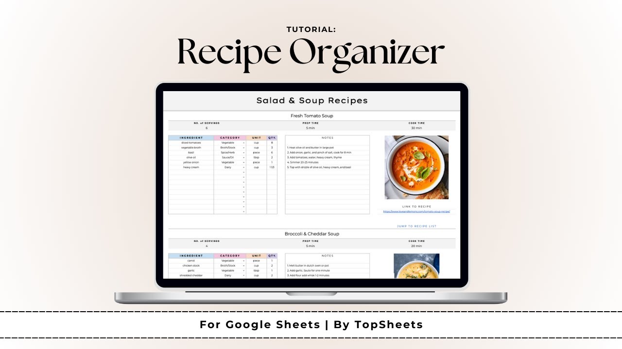 Recipe Organizer Template | Step-by-Step Tutorial for Google Sheets