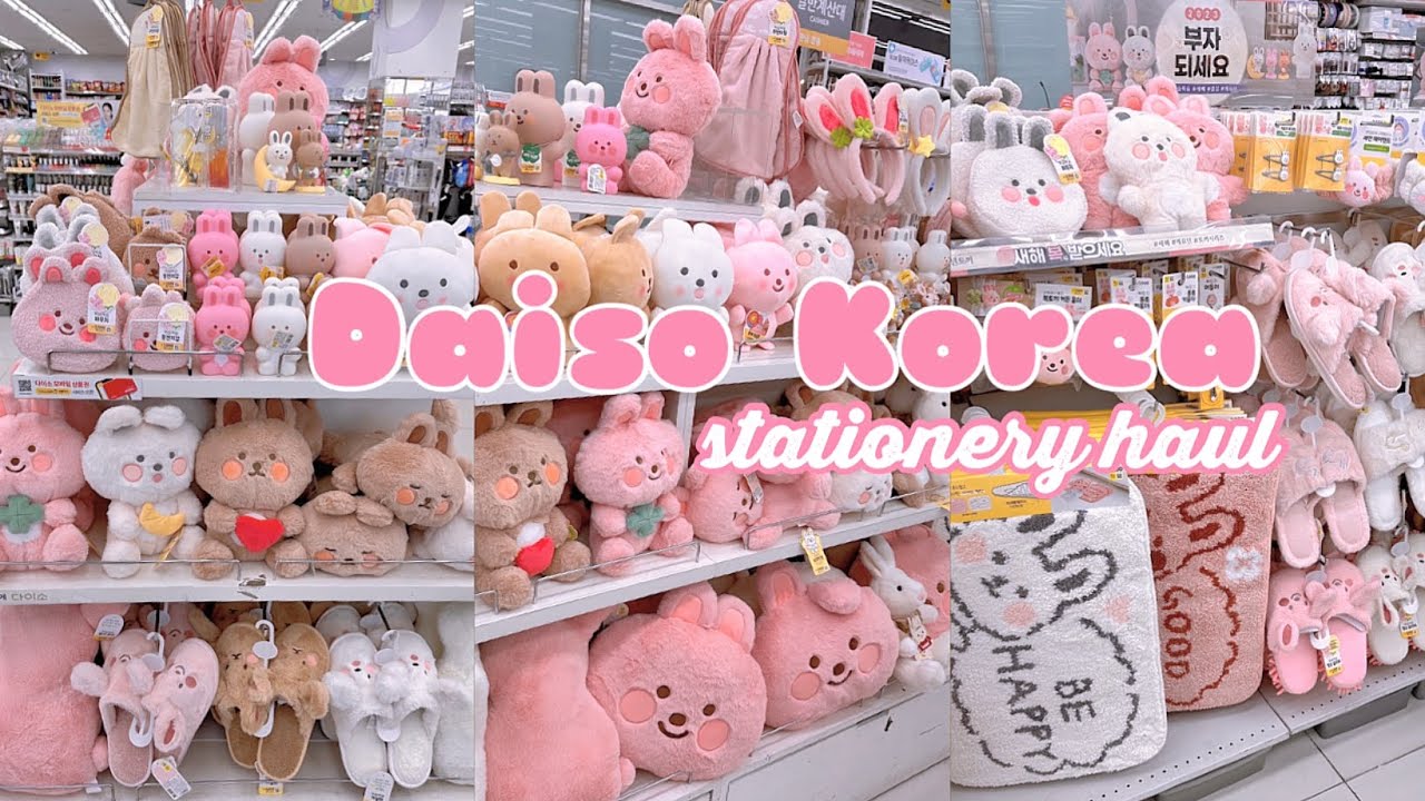 shopping in korea vlog 🇰🇷 daiso stationery haul 🐰 pink bunny