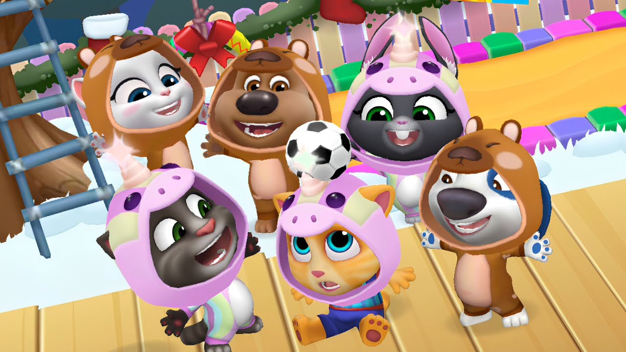Play Football in My Talking Tom Friends Christmas update special event Pajama Party Gameplay 