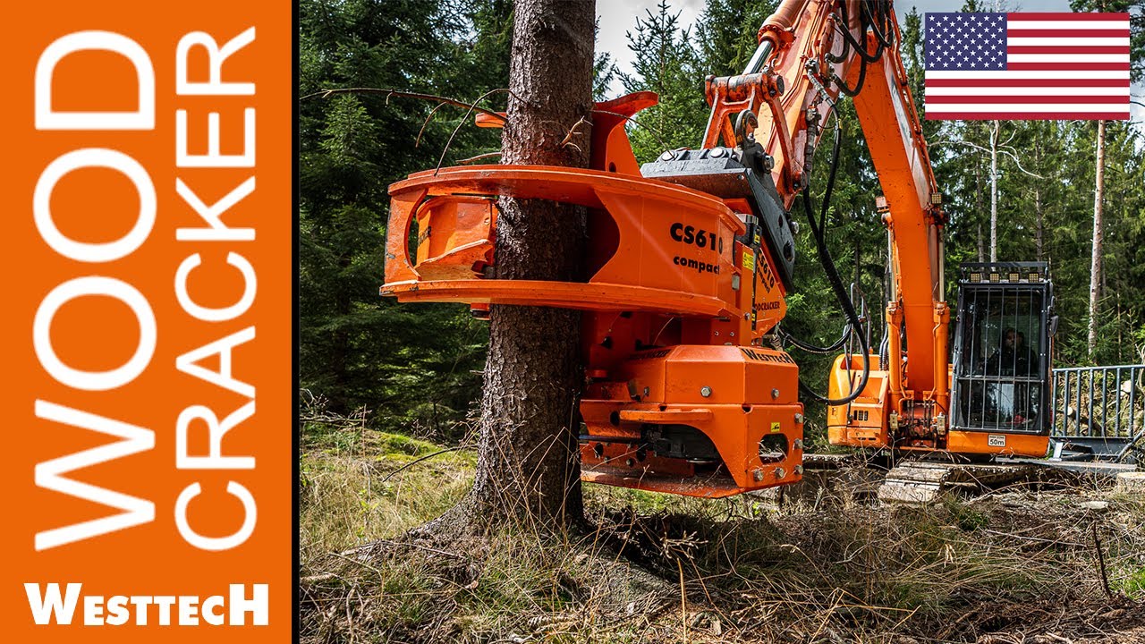 Grip saw Woodcracker CS610 compact on a Doosan DX140 LCR excavator