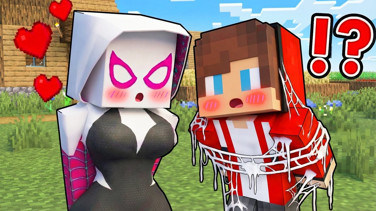 JJ STUCK in Spider WEB of a NEW SPIDER GIRL in Minecraft! Maizen