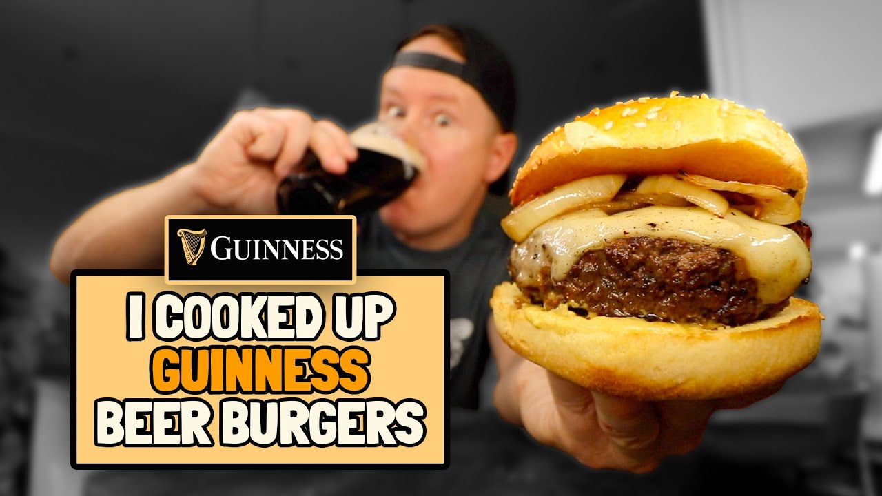 Приготовление чизбургеров с пивом Guinness внутри