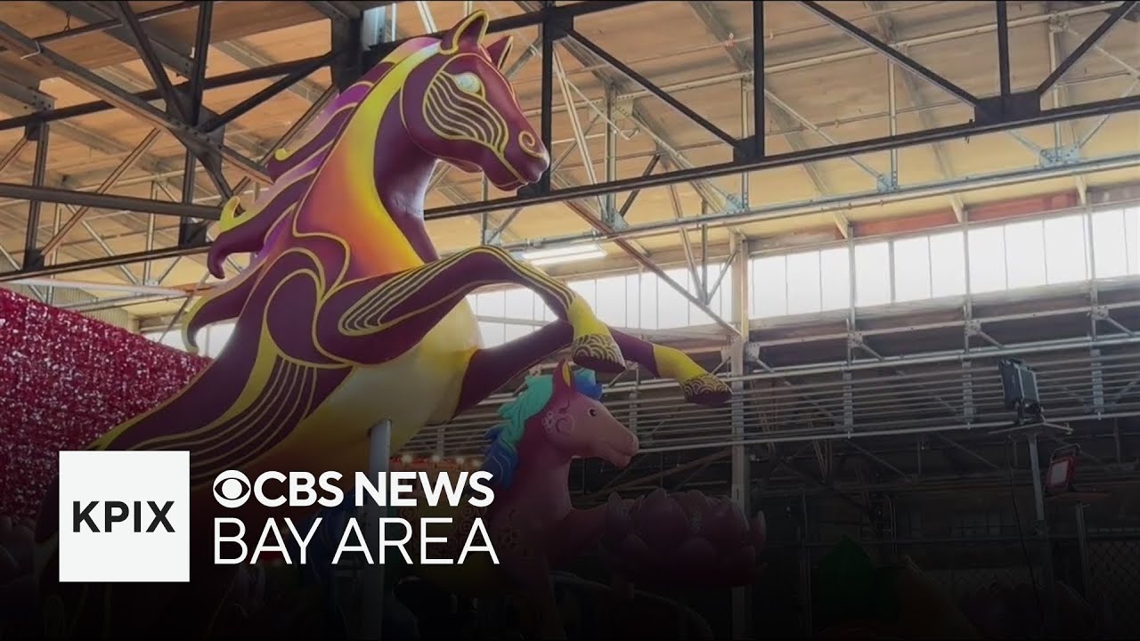 Chinese New Year Parade floats being finished for weekend festivities