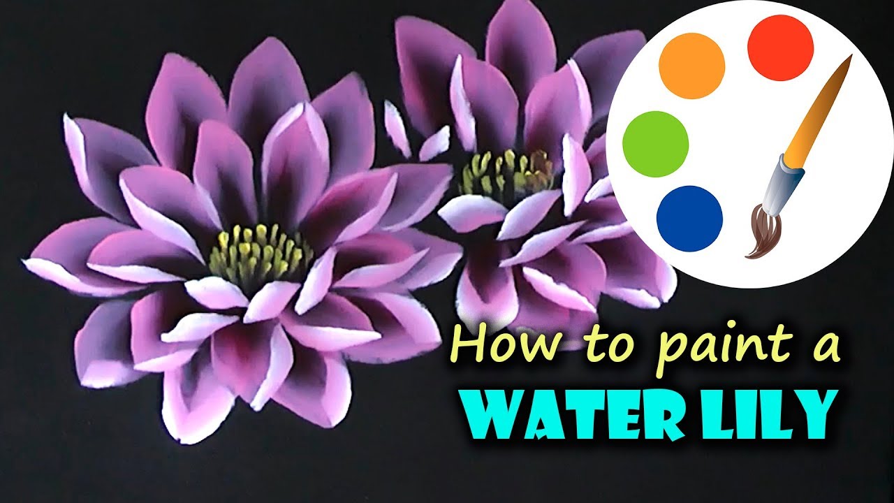 How to paint Water Lily, acrylic painting, Tutorial, OneStroke