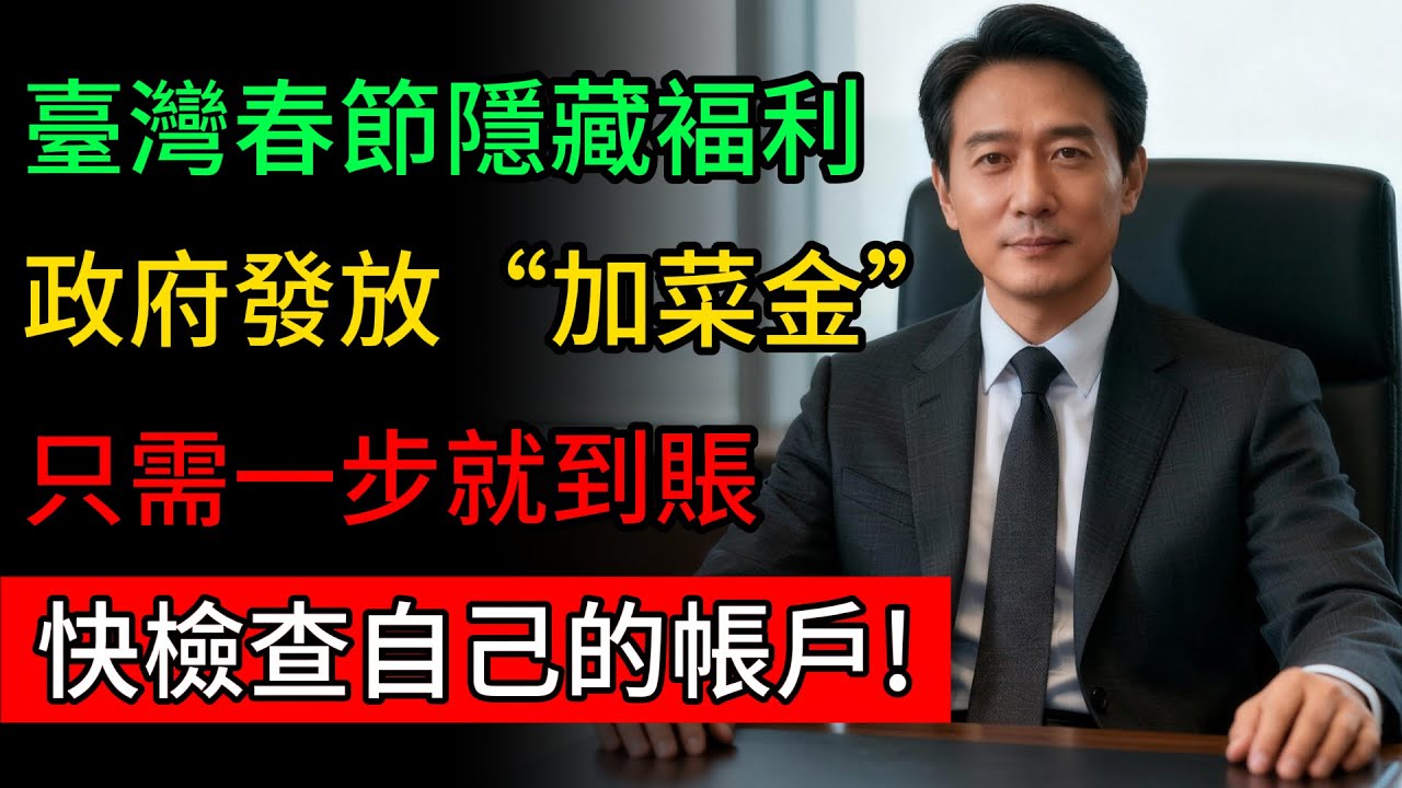 臺灣春節隱藏福利曝光!政府發放“加菜金”，幾萬塊立刻到賬，快檢査自己的帳戶!#省錢 #福利 #中老年 #春節 #補助金