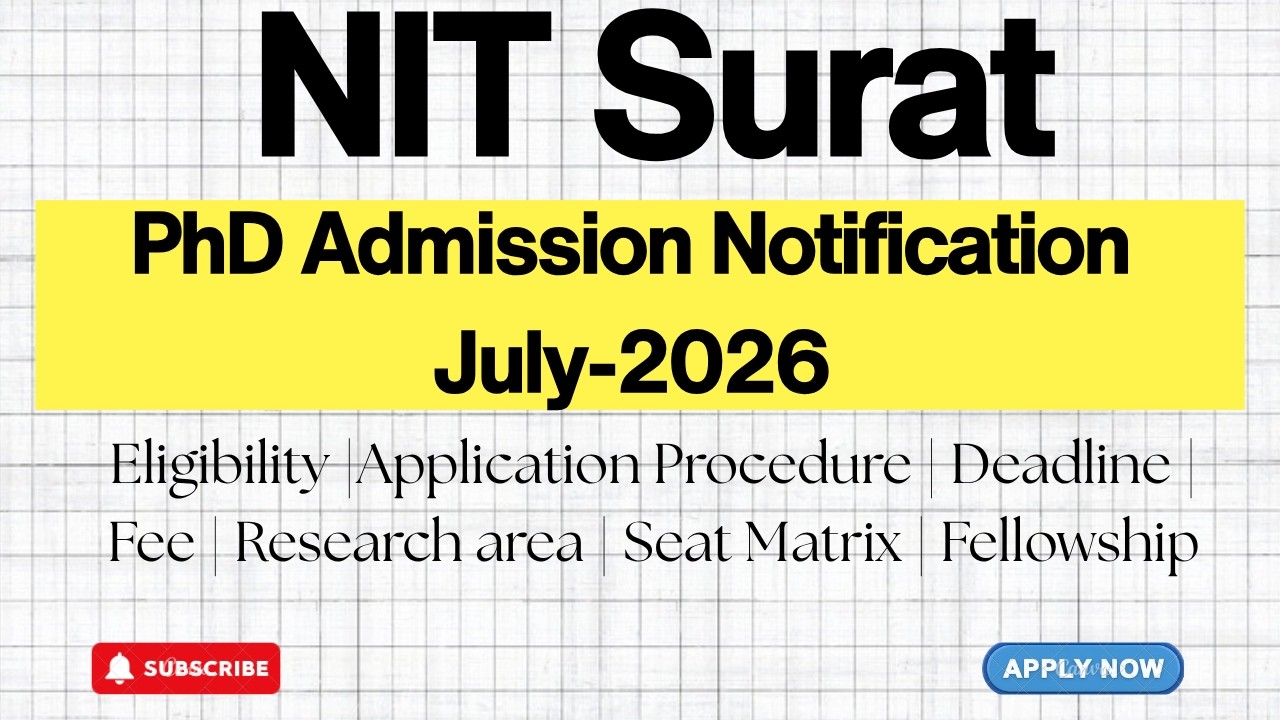 SVNIT Surat PhD Admission July 2026 | NIT Surat PhD, Eligibility, Dates, Fellowship |HustleWithRishu