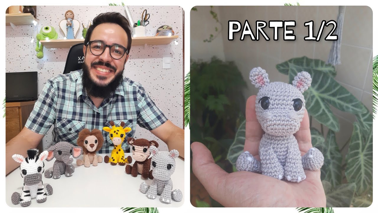 Mini Safari Amigurumi Passo a Passo HIPOPÓTAMO (Parte 1/2) Coleção Mini Safari do Ti