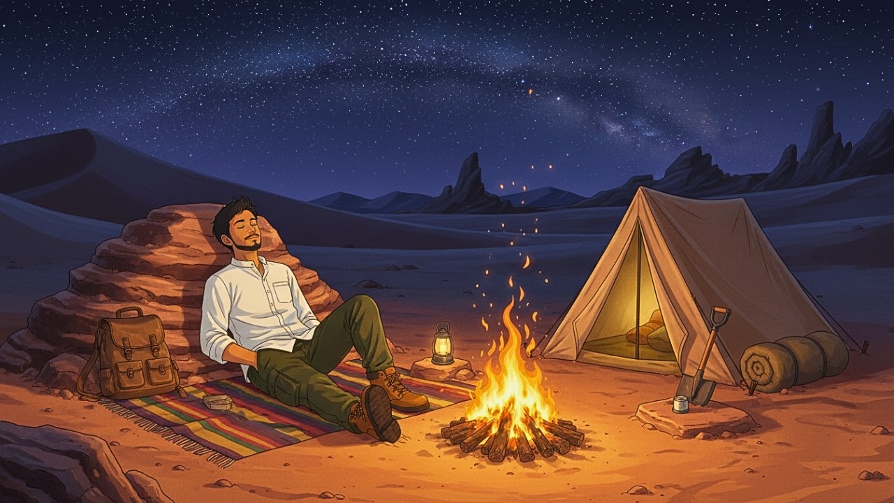 Desert Nights Under Stars • Warm Campfire Crackle & Vast Sky Ambience | Fall Asleep Fast