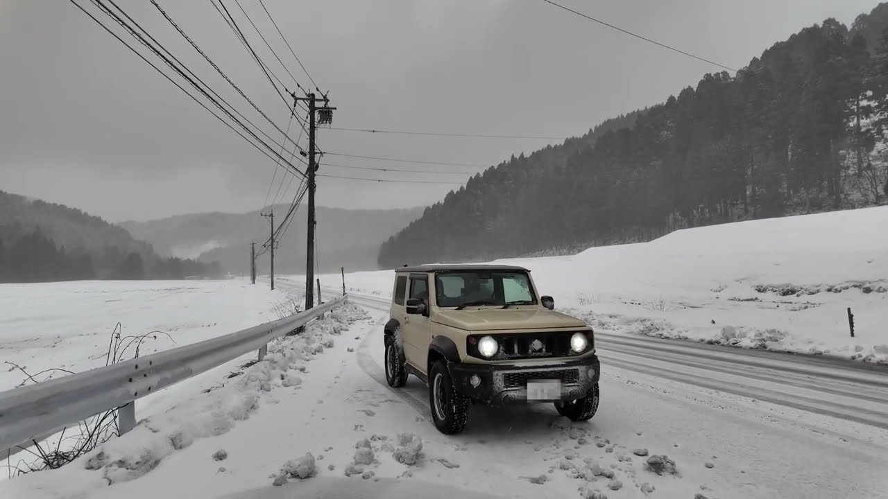 ジムニーで雪道ドライブ♪ - 福井 ～ 滋賀  県境越え - 4K 車載動画 -  Jimny Sierra  JB74