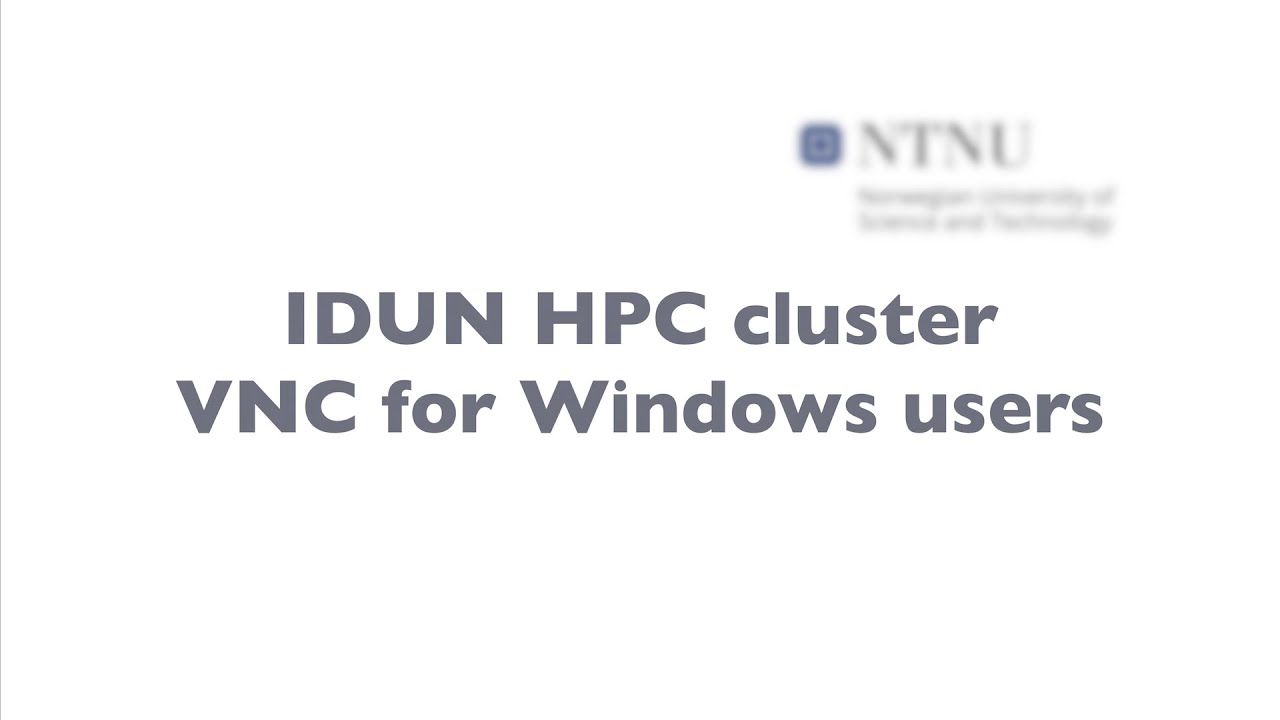 How to use VNC on IDUN HPC cluster from Windows