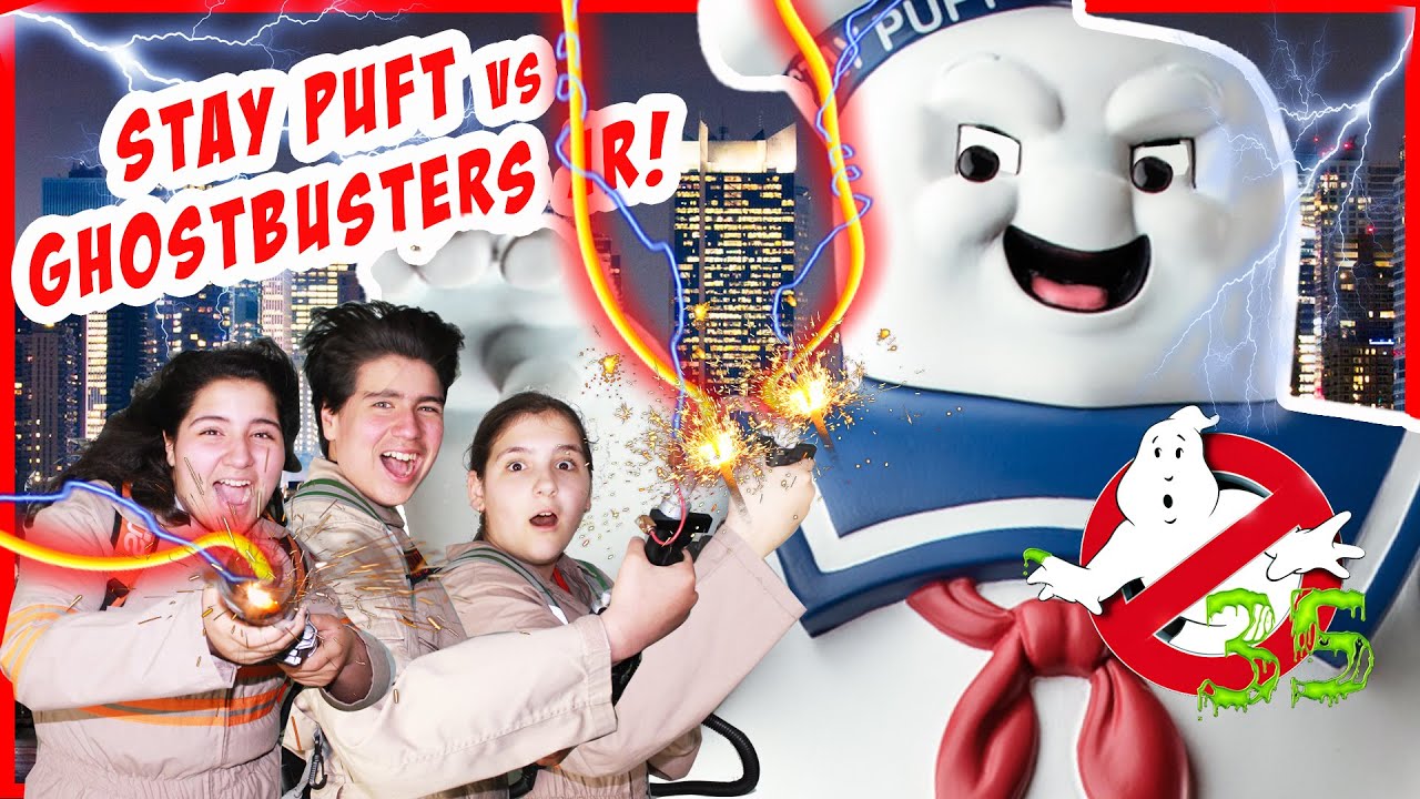 Stay Puft Marshmallow man vs the  Ghostbusters jr!  parody skit with RETRO action figures