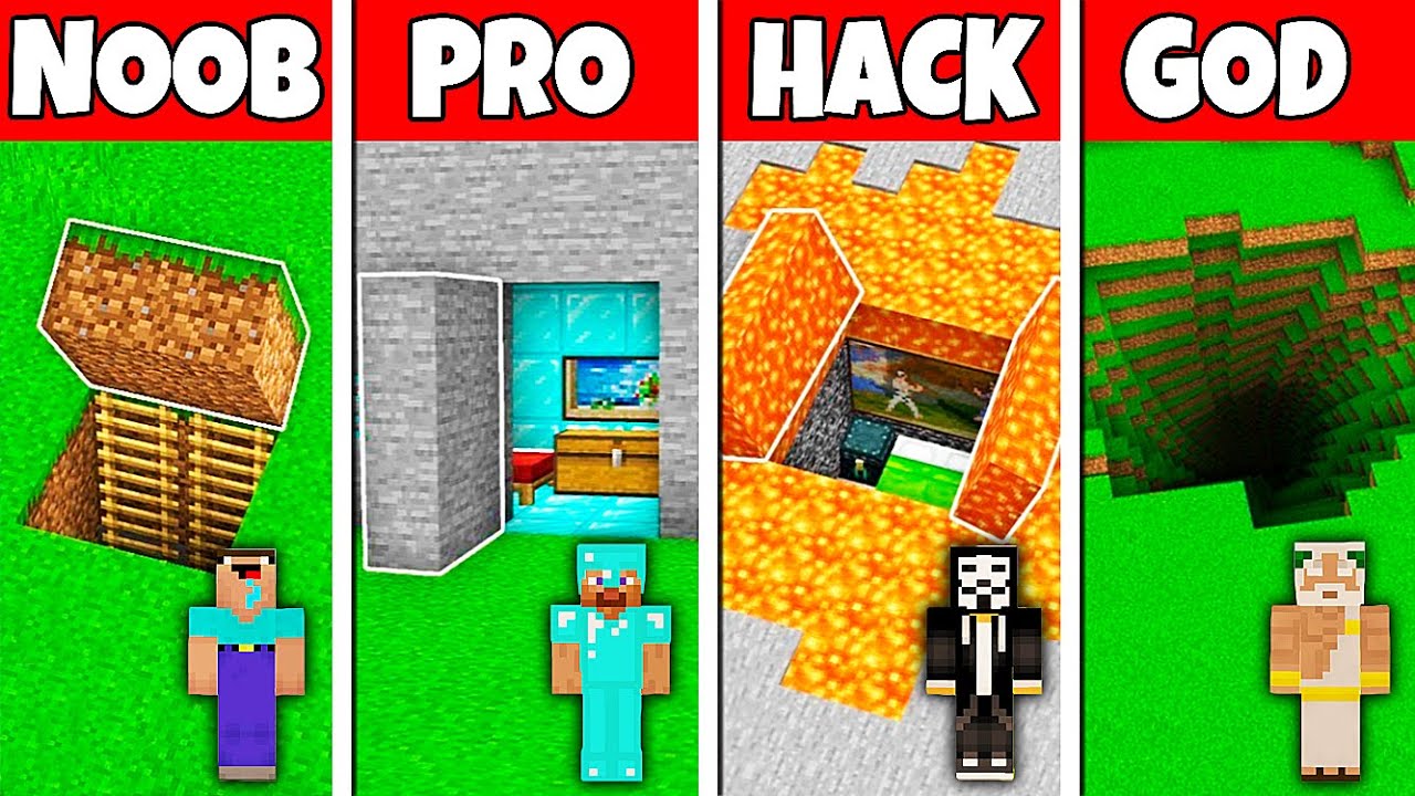 Minecraft Battle: NOOB vs PRO vs HACKER vs GOD SECRET UNDERGROUND HOUSE BUILD CHALLENGE in Minecraft