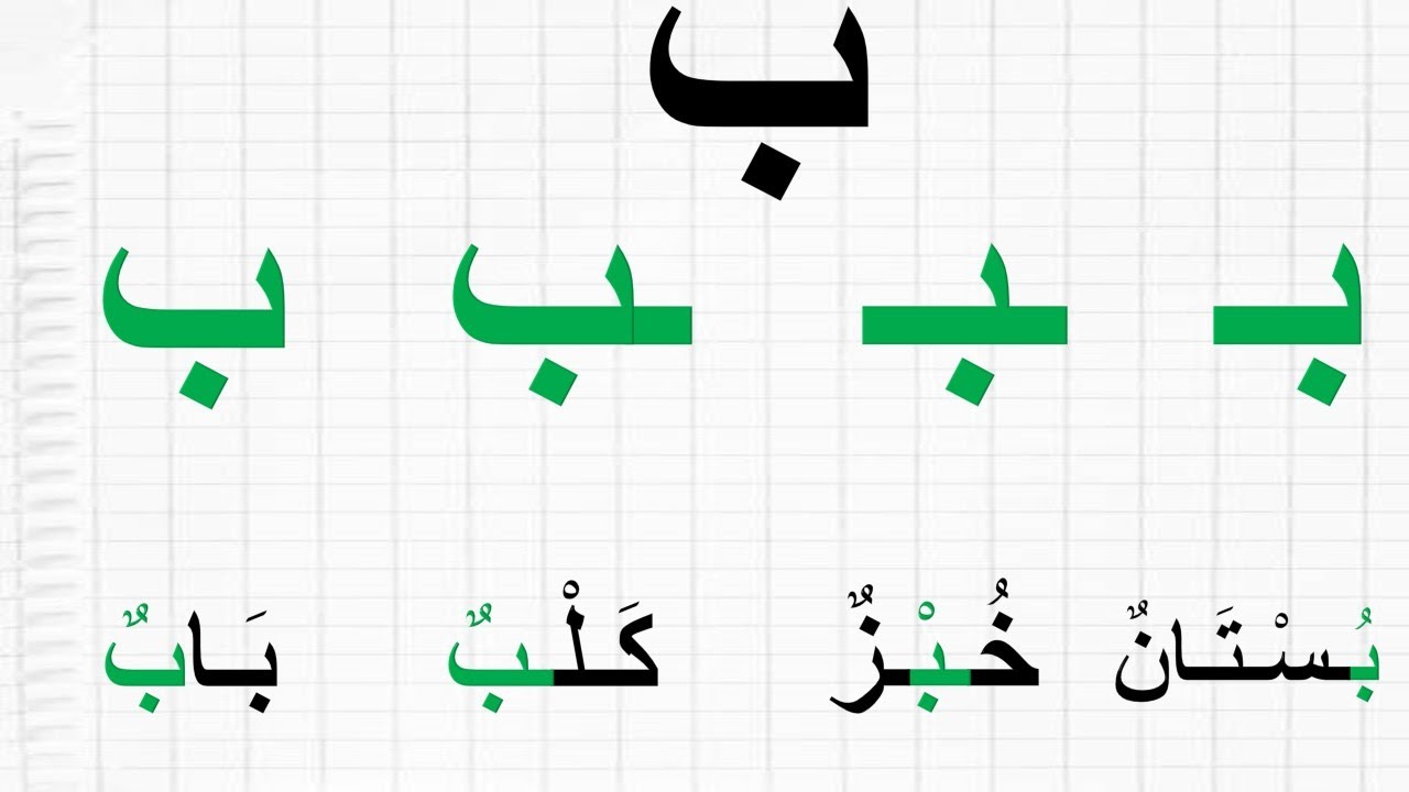 درس لمحو الامية / تعليم القراءة والكتابة حرف الباء في اول الكلمة وفي وسط الكلمة وفي اخر الكلمة