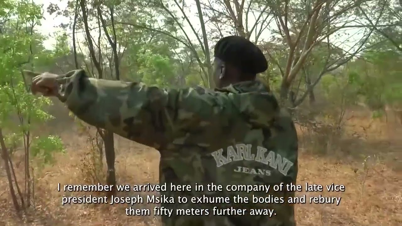 ZIPRA fighter showing a mass grave where he buried 11 of his fellow fighters in 1979