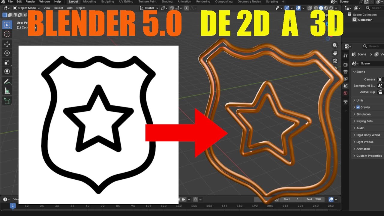 Cómo convertir un logo 2D a 3D en Blender - Transforma Iconos PNG fácilmente - Tutorial en Español